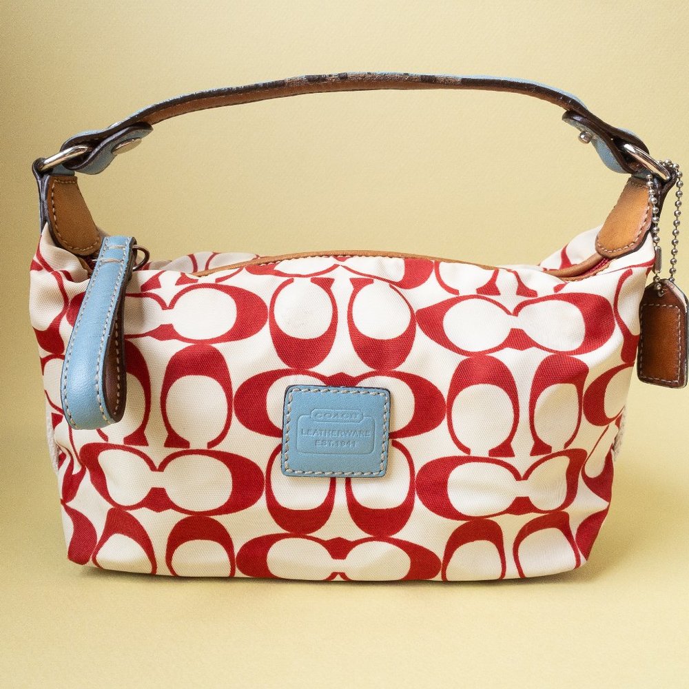 COACH VTG 2000’s Coach Mini Handbag Cream & Red C